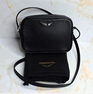 Zadig & Voltaire black camera bag boxy wings leather bag new with Duster